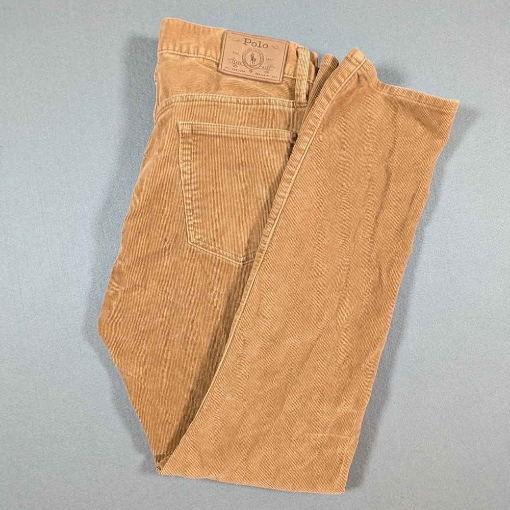 Polo Ralph Lauren Varick Slim Straight Corduroy Pants Mens 32/32 Tan Brown